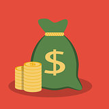 Money bag and coins icon