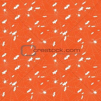 Background for Halloween. Bats and spiders on the web.