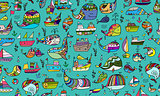 Whales and ships, seamless pattern for your design