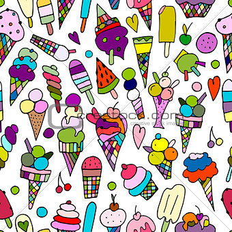 Icecream collection, seamless pattern for your design