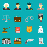 Law and justice flat icons set