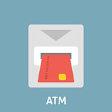 Atm card slot icon flat