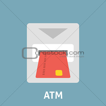 Atm card slot icon flat
