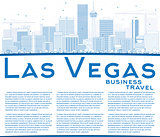 Outline Las Vegas Skyline with Blue Buildings and Copy Space. 