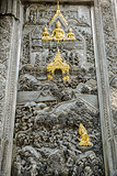 Silver carving decoration at the temple wall 