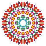 Kalocsai floral embroidery - Hungarian round folk art pattern