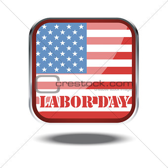 Labor day card with the flag of unites states of america in a silver square. Digital vector image