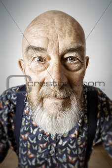 old man wide angle portrait
