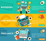 Blogging, Freelance And Copywriting Concept Banners