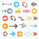 Vector illustration of color arrow icons. Big collection