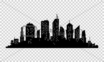 City icon. Vector town Silhouette illustration. Skylines. Skyscraper