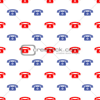 Retro Phone Pattern. Silhouette of Old Telephone