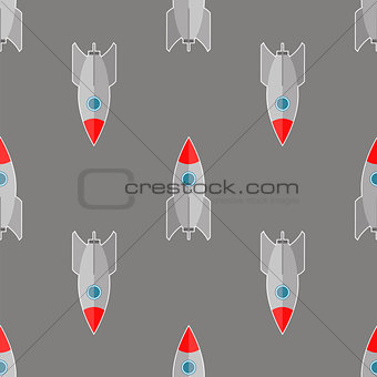 Space Rocket Flying Seamless Pattern