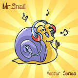 Mr. Snail with music. vector illustration
