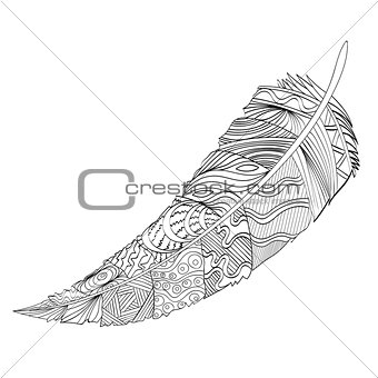 Decorative feather. Zentangle