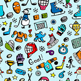 Hockey seamless pattern, sketch for your design