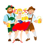 bavarian men and woman with a big glass of beer