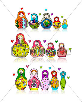 Collection of russian nesting dolls, Matryoshka for your design