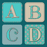 Vector Illustration of Christmas Knitted Letters ABCD