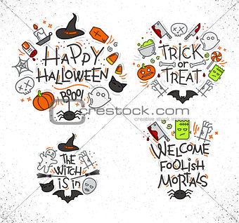 Halloween flat monograms color
