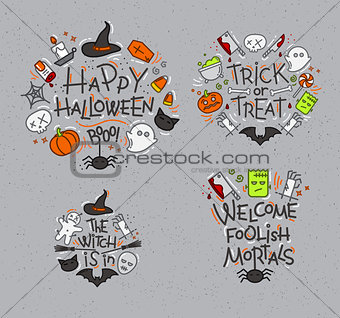 Halloween flat monograms gray