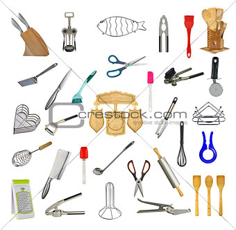 Collage of kitchen tools and accessories