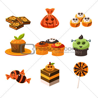 Colorful Halloween Sweets Vector Illustration