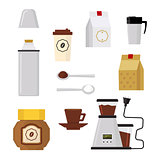 Flat modern icons for coffee shop. Vector
