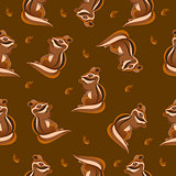 Seamless autumn walnut squirrel illustration background pattern