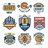 Set of Rugby Emblem Vector Illustrations in Flat Design