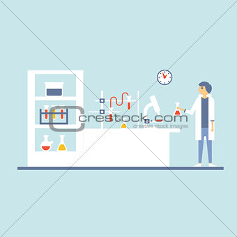 Healthcare Laboratory Testing Room, Flat Design Vector Illustration