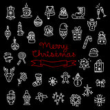 Merry Christmas Pattern with Holiday Elements. Vector Illustration