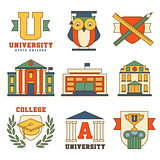 Education and University Set of Icons Vector Illustration Collection in Flat Design Style