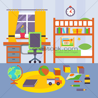 Kid Bedroom. Vector Illustration