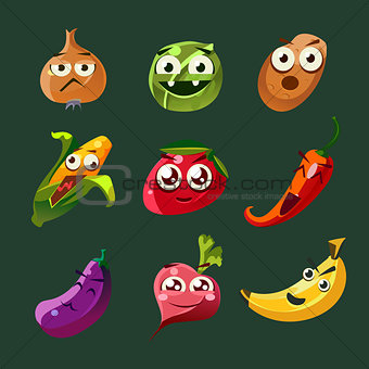 cartoon fruits cartoon fruits and vegetables with different emotions
