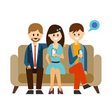 Young People Communicating in Social Media Vector Illustration