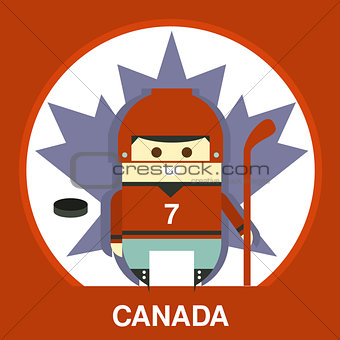 Canadian in Hockey Uniform Vector Illustration