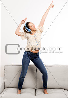 Happy woman dancing 