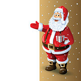 Santa Claus Cartoon Character Showing in Blank Space. Vector Illustration