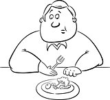 sad man on diet drawing