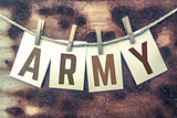 Army Concept Pinned Stamped Cards on Twine Theme