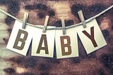 Baby Concept Pinned Stamped Cards on Twine Theme