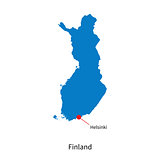 Detailed vector map of Finland and capital city Helsinki