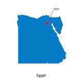 Detailed vector map of Egypt and capital city Cairo