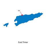 Detailed vector map of East Timor and capital city Dili