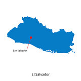 Detailed vector map of El Salvador and capital city