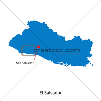 Detailed vector map of El Salvador and capital city
