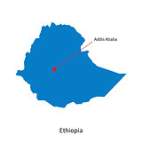 Detailed vector map of Ethiopia and capital city Addis Ababa