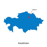 Detailed vector map of Kazakhstan and capital city Astana