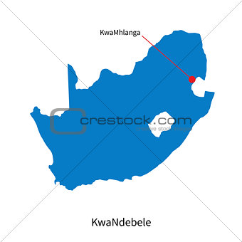 Detailed vector map of KwaNdebele and capital city KwaMhlanga